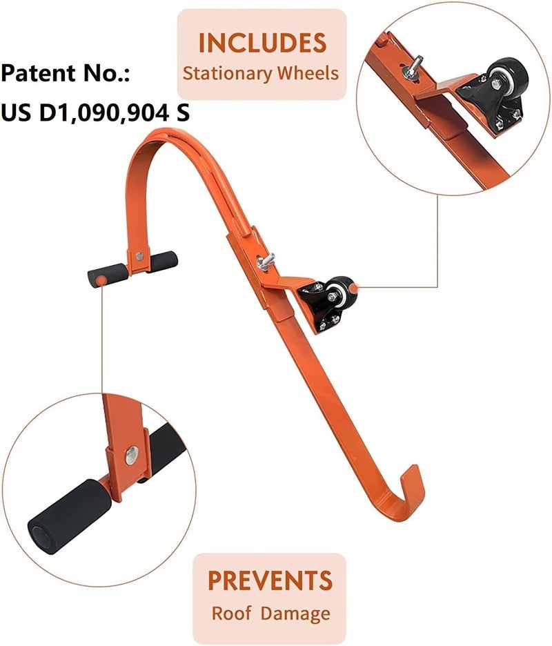 MY RUSTIC Ladder Roof Hook 2 Pack with Wheel Heavy Duty Steel Ladder Stabilizer, Roof Ridge Extension, Wheel Rubber and Rubber Grip T-Bar for Damage Prevention, for Damage Prevention,Able to Bear 500 Pounds - Image 3